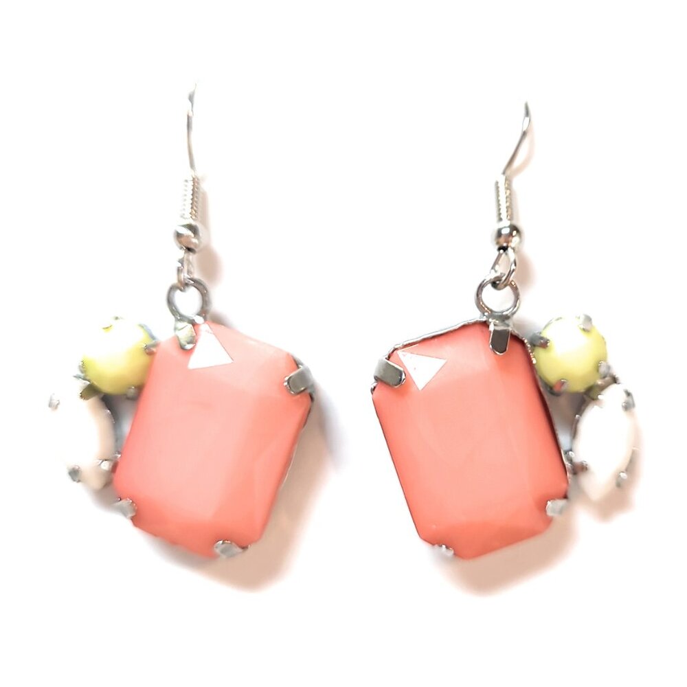 Peach Earrings with Yellow and White Accents